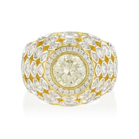 Fancy Yellow and White Diamond Ring
