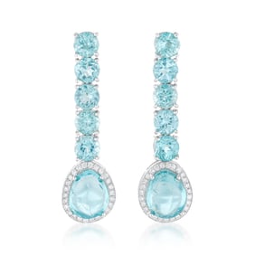 Apatite and Diamond Drop Earrings