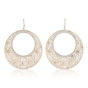 18K Rose Gold Diamond Hoop Earrings