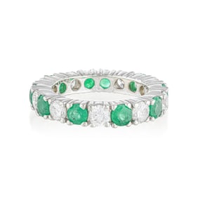 Emerald and Diamond Eternity Band