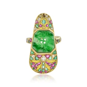 Vintage Multi Color Stone 22K Yellow Gold Ring