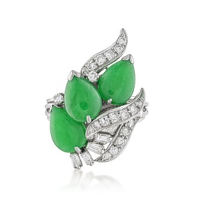 Jade Leaf and Diamond Ring
