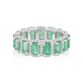 Emerald and Diamond Eternity Band