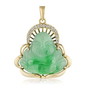 Green Jade and Diamond Buddha Pendant
