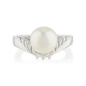 Mikimoto Pearl and Diamond Ring