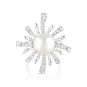 Pearl and Diamond Spray Ring
