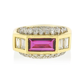 Square Cut Ruby No Heat Ring, GIA