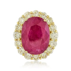 Oval Shape Ruby and Diamond Ring, GIA