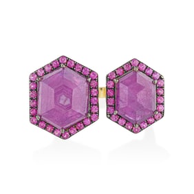 Hexagon Ruby Between the Finger Ring