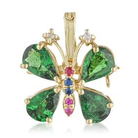 Butterfly Diopside Sapphire Ruby and Diamond Pin/Pendant