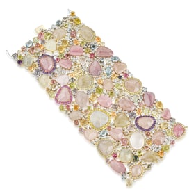 Multigemstone Wide Bracelet