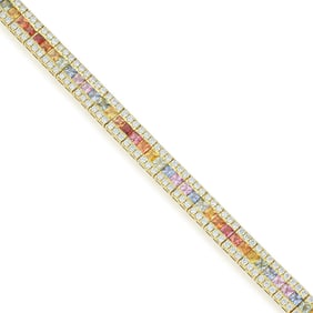 Multicolor Sapphire and Diamond Bracelet