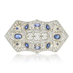 Sapphire and Diamond Brooch