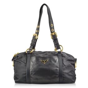 Prada Nylon and Leather Shoulder Bag