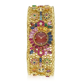 Patek Philippe Ladies' Watch In 18K Gold With Colored Stones