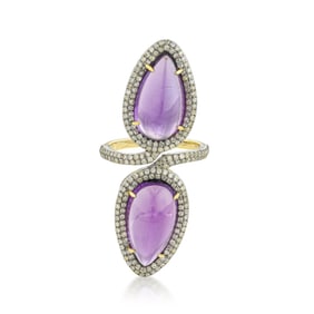 Amethyst and Diamond Cross Over Ring