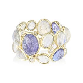 Moonstone Tanzanite and Diamond Stack Ring