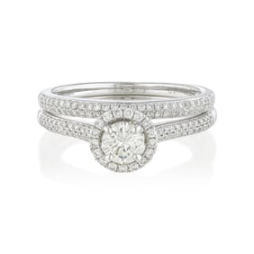 Diamond Engagement Ring and Wedding Band Set