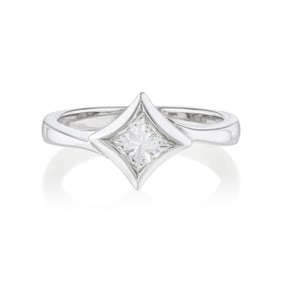 Modernist Princess-Cut Diamond Ring