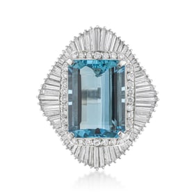 Aquamarine and Diamond Ballerina Ring