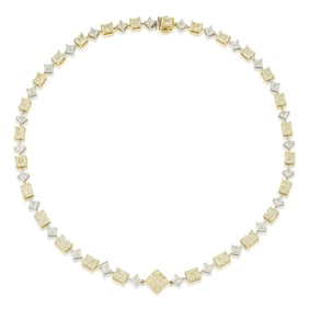 Exceptional Fancy Diamond Collar Necklace