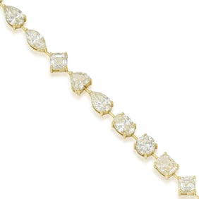Fancy-Shaped Diamond Line Bracelet, 24.21 Carats