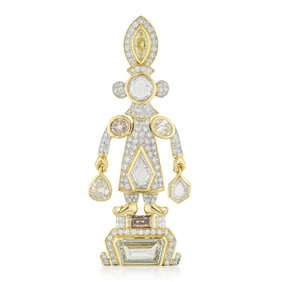 Whimsical Diamond Figure Brooch
