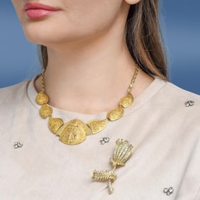 Pearl and Diamond Flower Statement Brooch