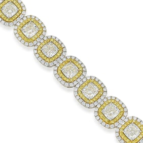 Cushion-Cut Diamond Double-Halo Bracelet
