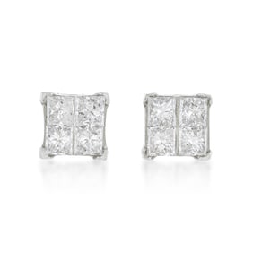 Princess Cut Diamond Stud Earrings In Platinum