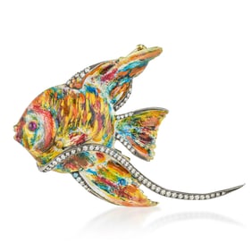 Vintage Multicolor Enamel Fish Brooch