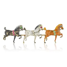 Vintage Enamel Horses Pin