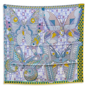 Hermes "Les Ailes de la Soie" Silk Scarf, Designed by Aline Honore