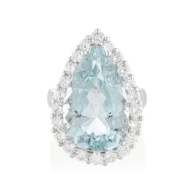 Aquamarine and Diamond Ring