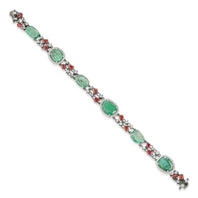 Emerald Sapphire and Diamond Bracelet