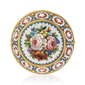 Victorian Floral Micro Mosaic Pin