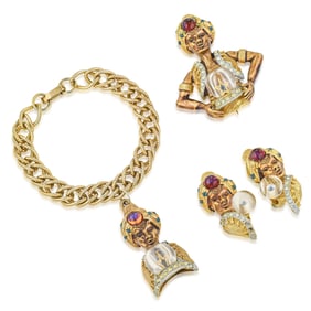 Vintage Har Fortune Teller Earrings Bracelet and Pin Set