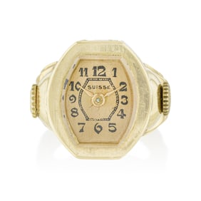 Vintage Gold Watch Ring, French