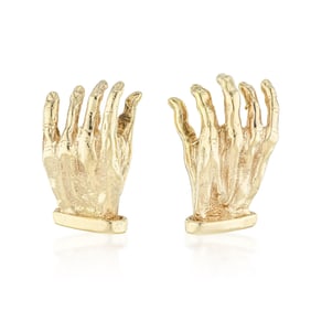 A Pair Of Vintage Gold Sculptural Hand Earrings