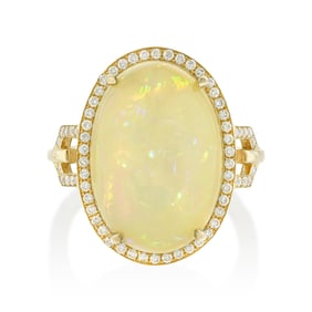 7.55-Carat Opal and Diamond Ring