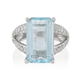 Blue Topaz and Diamond Ring