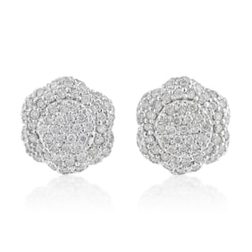 Diamond Cluster Floral Pattern Earrings