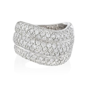 Three Row Swirl Diamond Pave Statement Ring