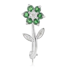 Tourmaline and Diamond Flower Pin