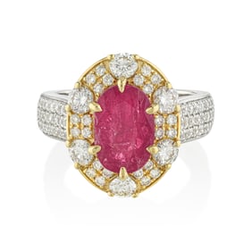 3.26-Carat Burmese Unheated Ruby and Diamond Ring, AGL Certified