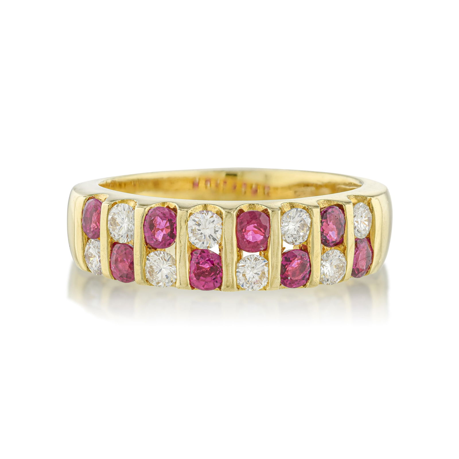 Alternating Double Row Ruby and Diamond Ring (1 of 2)