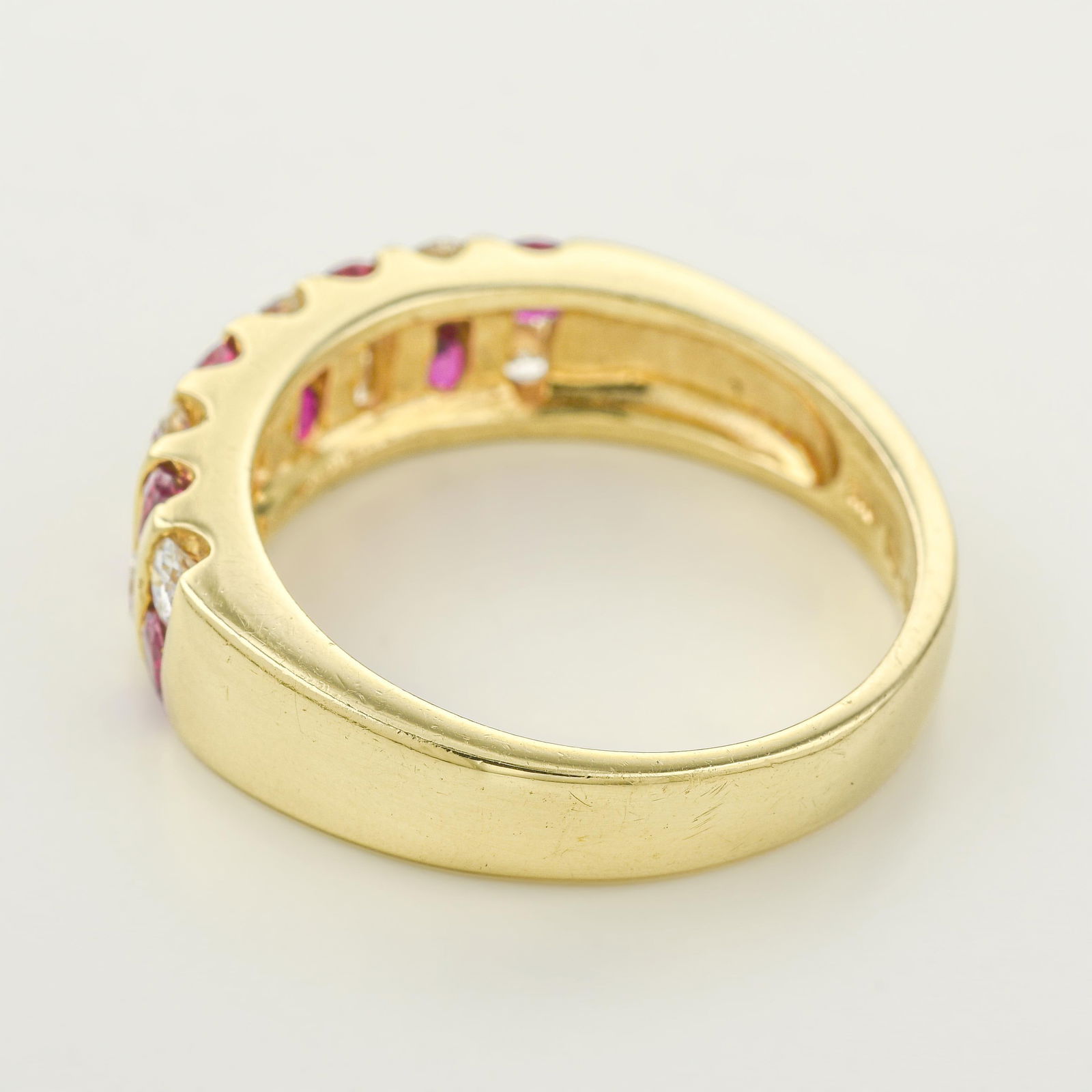 Alternating Double Row Ruby and Diamond Ring - 2