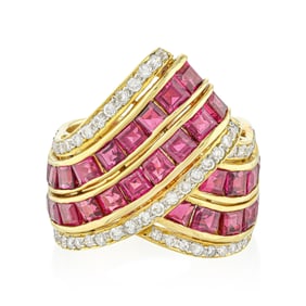 Vintage Ruby and Diamond Cocktail Ring