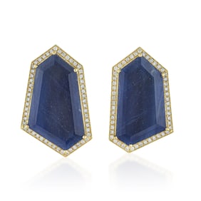 Fancy Cut Sapphire and Diamond Earrings