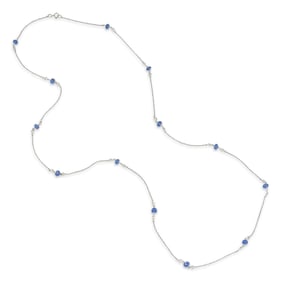 Sapphire and Topaz Long Chain Necklace
